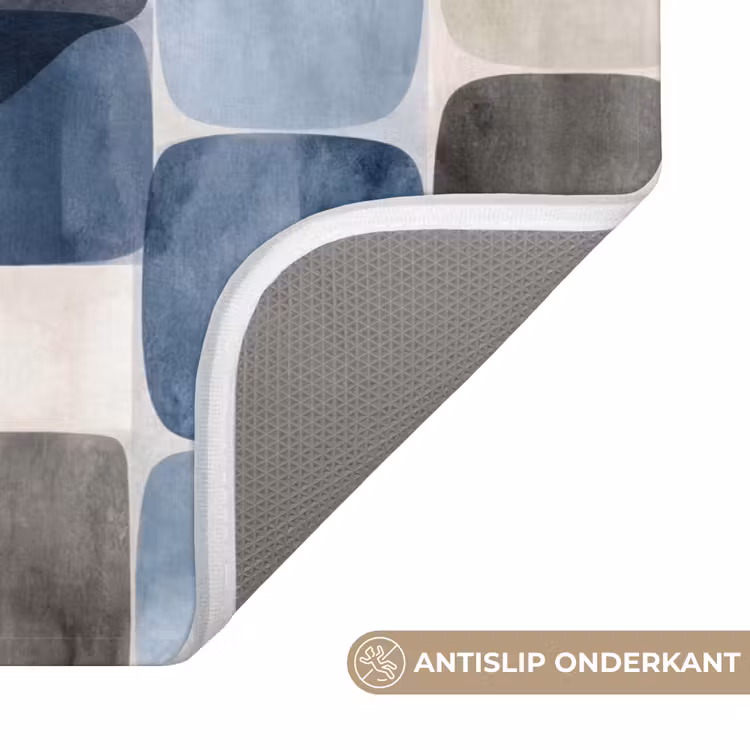 Badmat - Patroon - Blauw - Vierkanten — 3