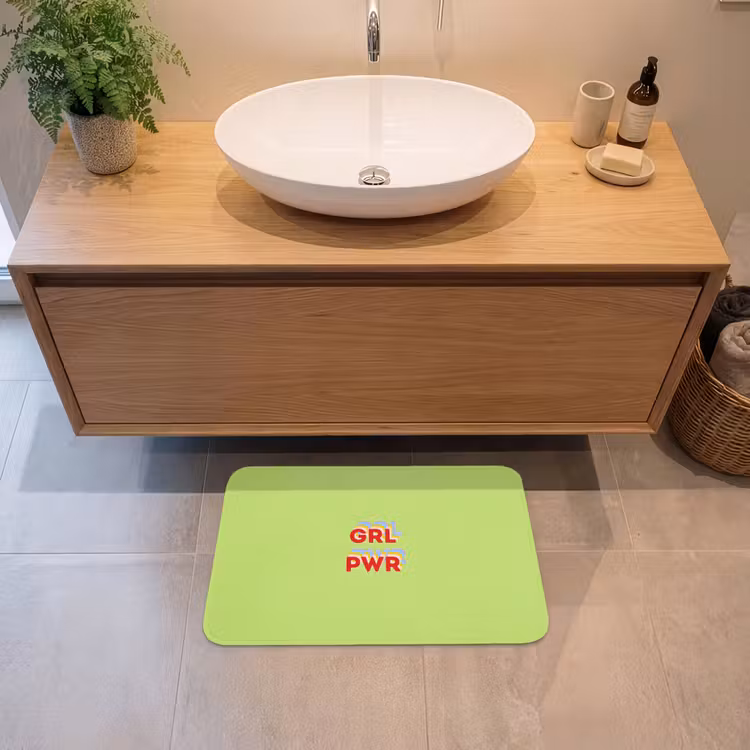 Badmat - Grl pwr - Groen - Rood - 3D — 2