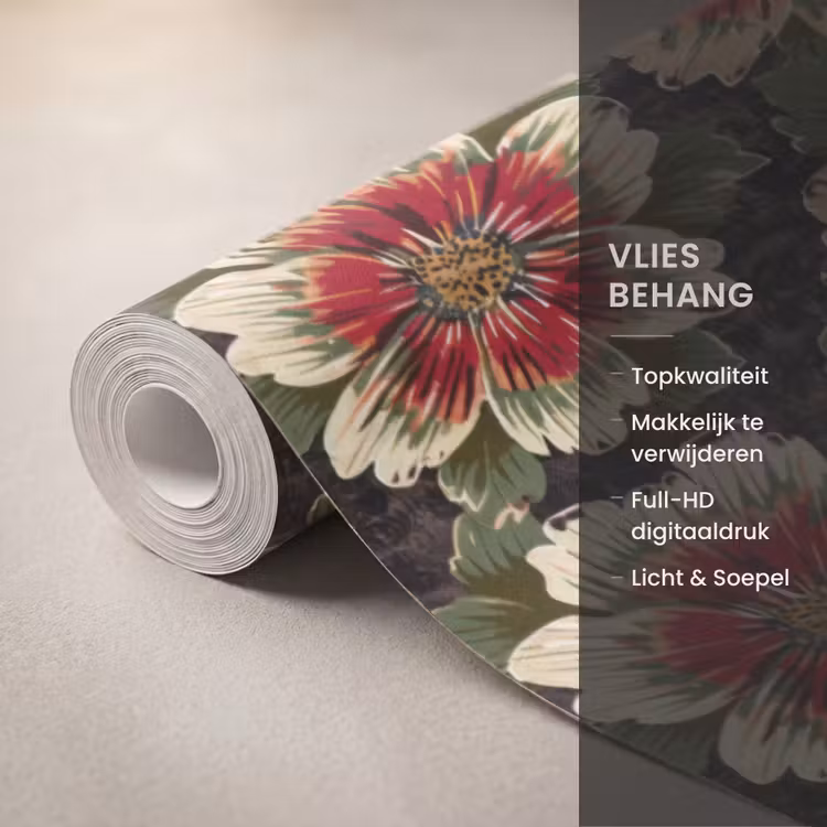 Behang - Bloemen - Klassiek - Patroon - Rood — 3