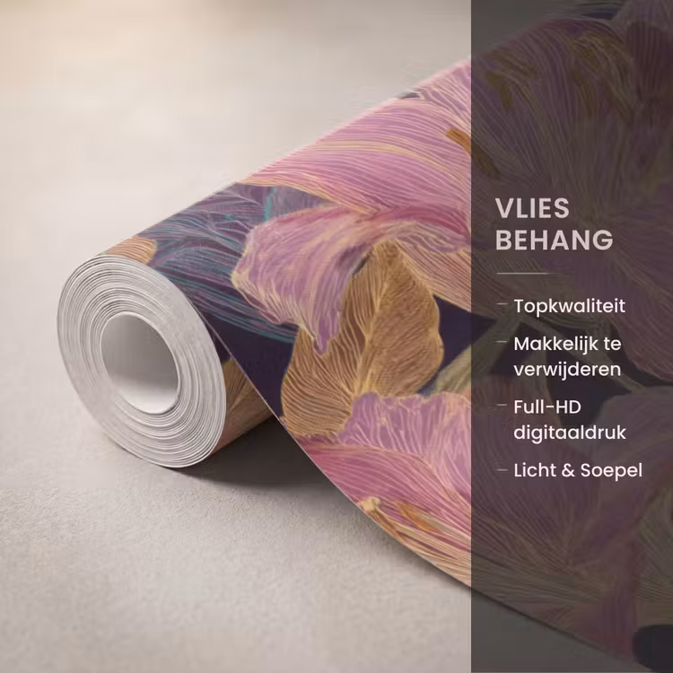 Behang - Lelies - Patroon - Roze - Goud — 3