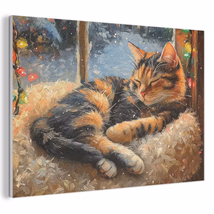 Akoestisch schilderij - Kat - Kerst - Winter - Dier — 1