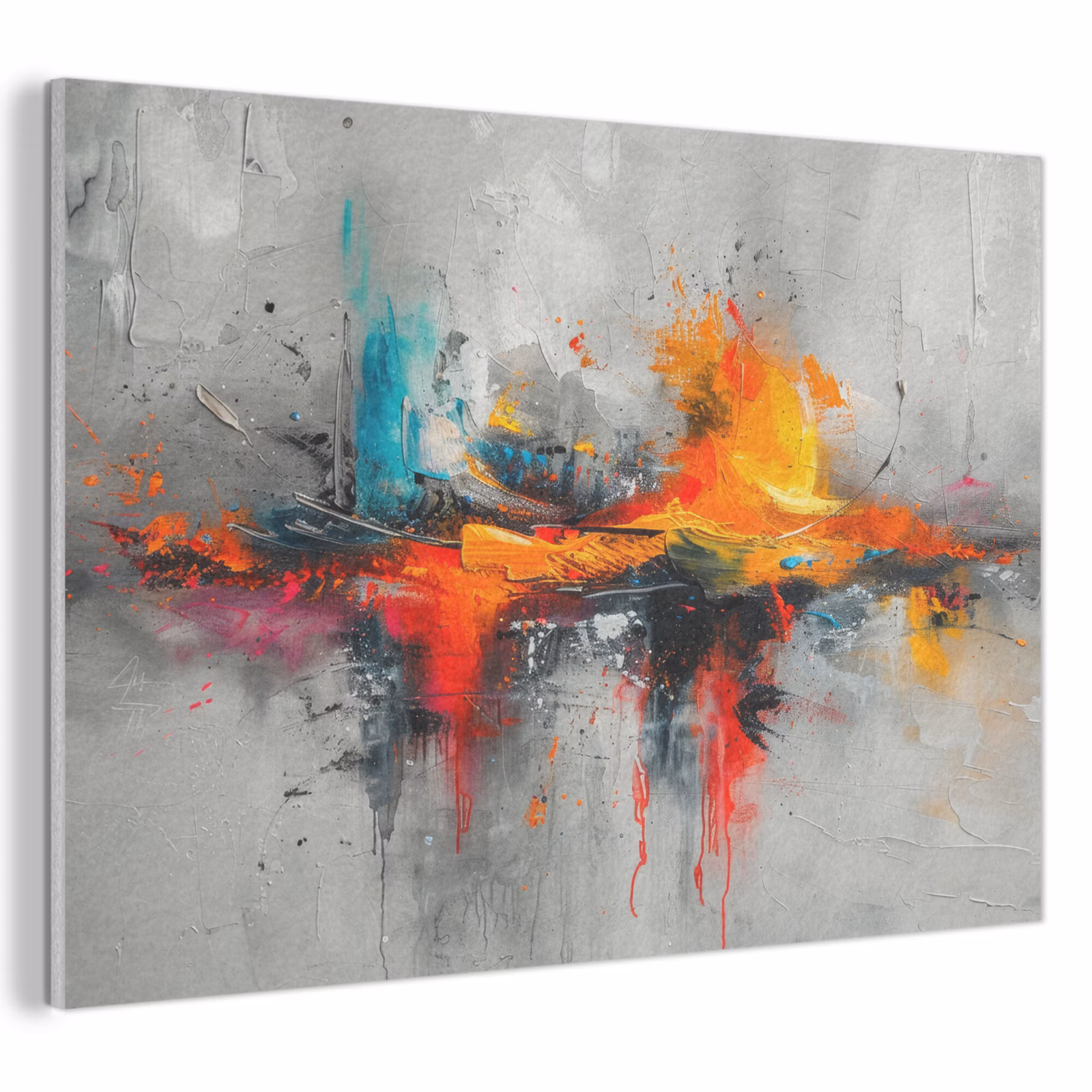 Akoestisch schilderij - Moderne kunst - Oranje - Grijs - Abstract — 1