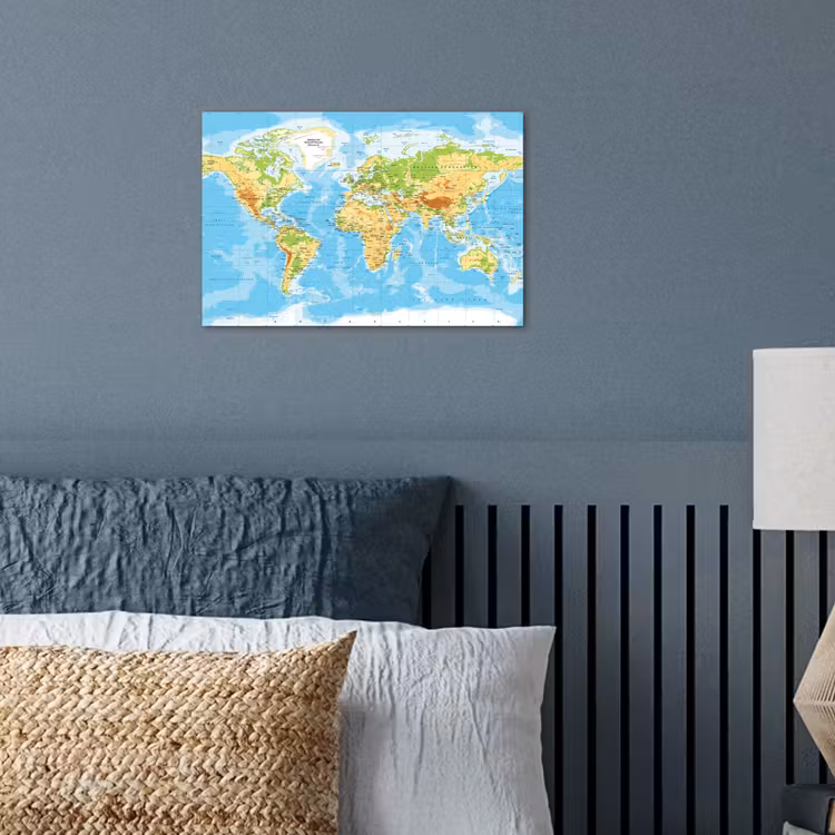Poster - Wereldkaart - Staatkundig - Blauw - Aarde - Educatief — 3