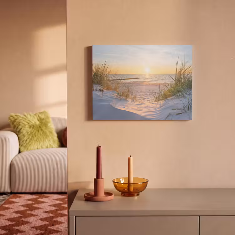 Akoestisch schilderij - Strand - Zon - Duin - Gras - Zand - Horizon — 2