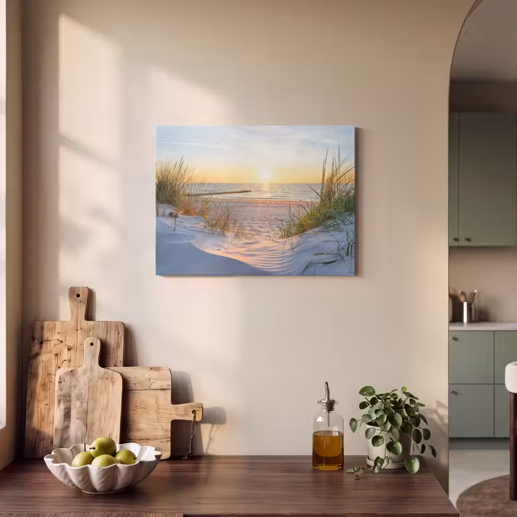 Akoestisch schilderij - Strand - Zon - Duin - Gras - Zand - Horizon — 3