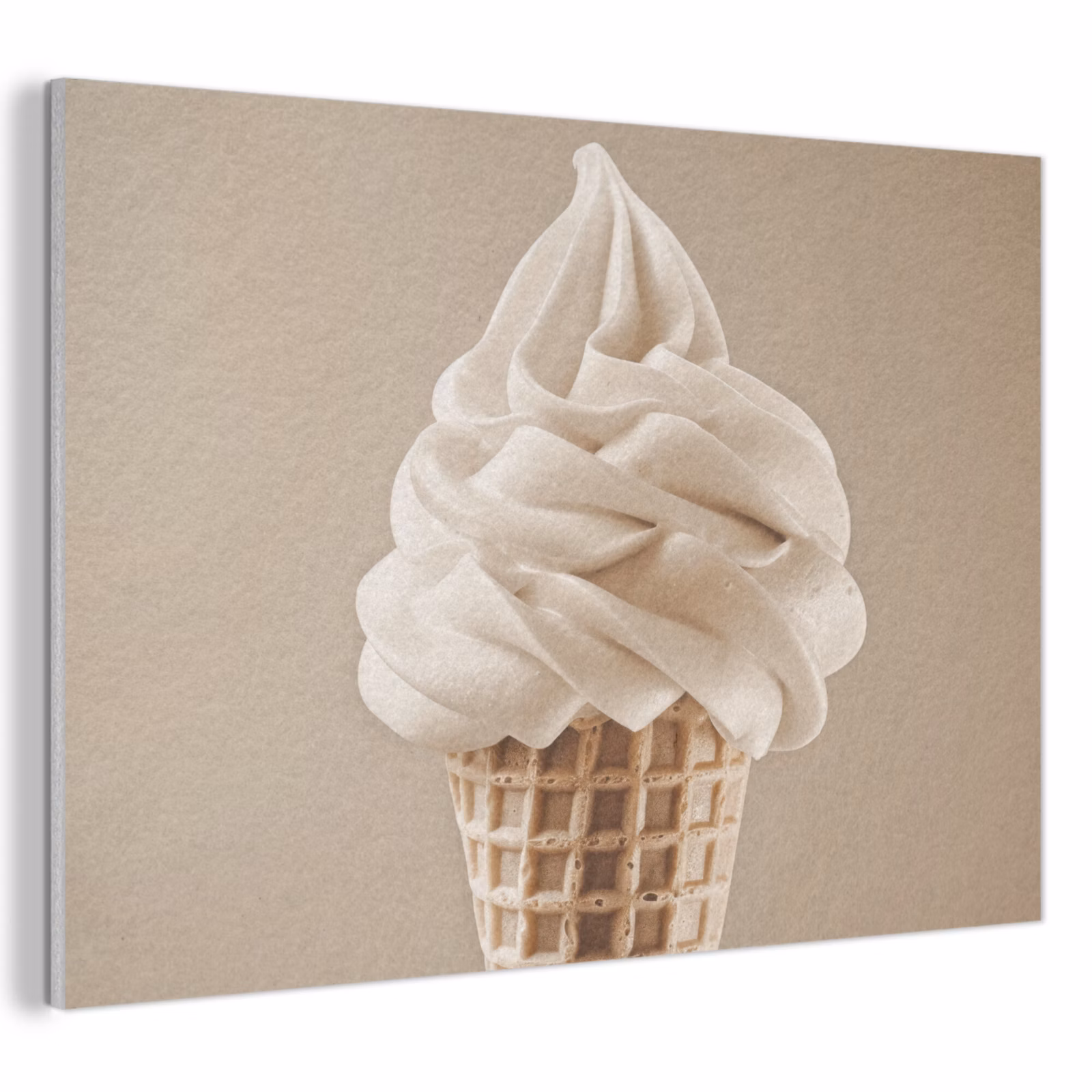 Akoestisch schilderij - IJs - Softijs - Romig - Hoorntje - Beige — 1