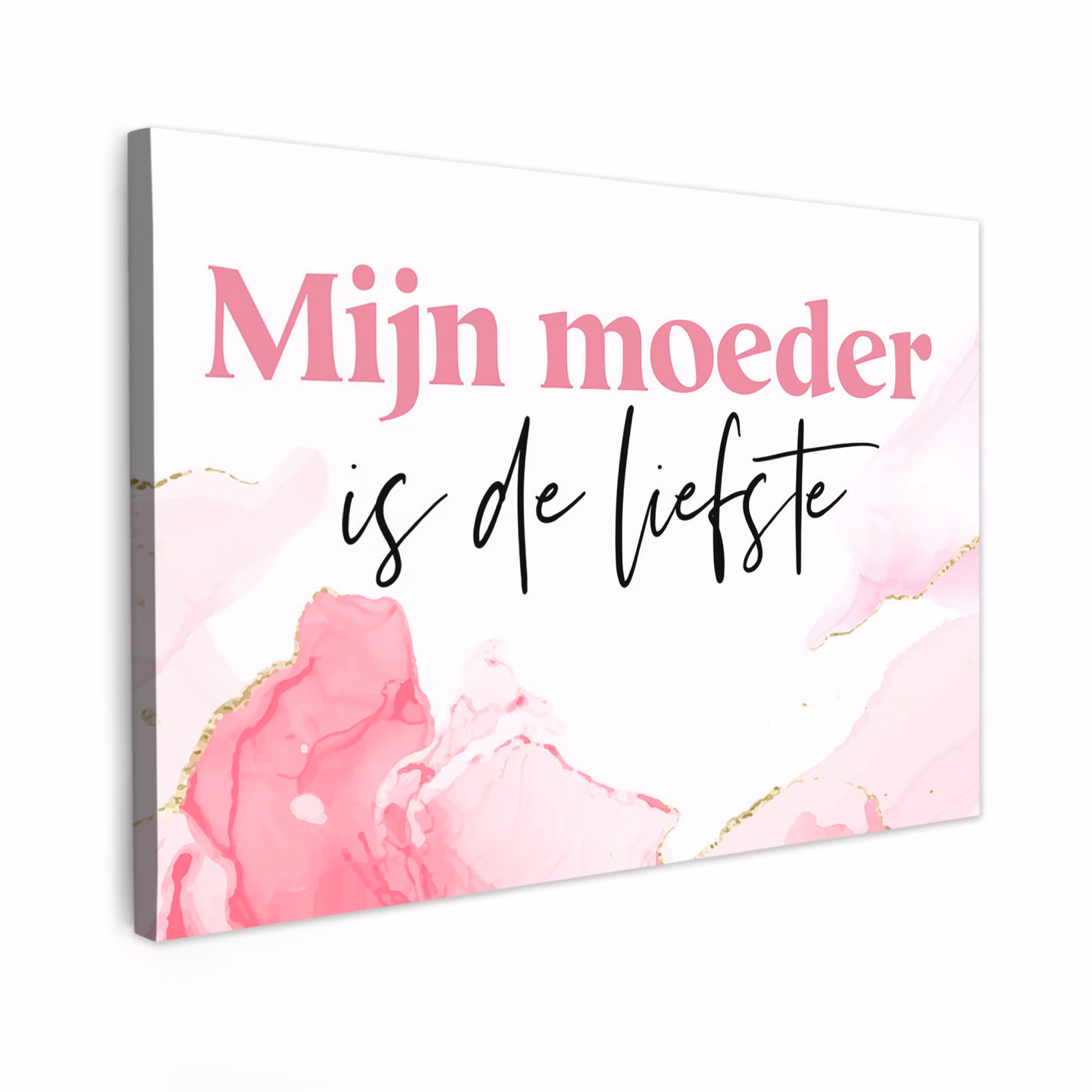 Canvas schilderij - Quote - Mama - Mijn moeder is de liefste - Roze — 1