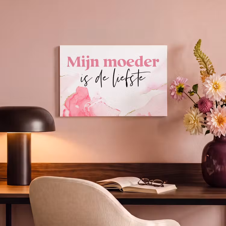 Canvas schilderij - Quote - Mama - Mijn moeder is de liefste - Roze — 4