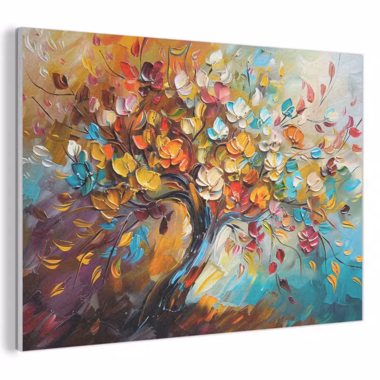 Akoestisch schilderij - Boom - Abstract - Kleurrijk - Bloemen — 1