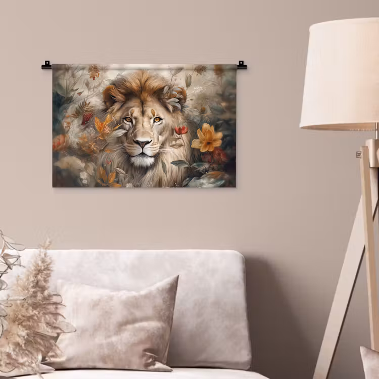 Wandkleed - Leeuw - Wilde dieren - Planten - Natuur - Bloemen — 2
