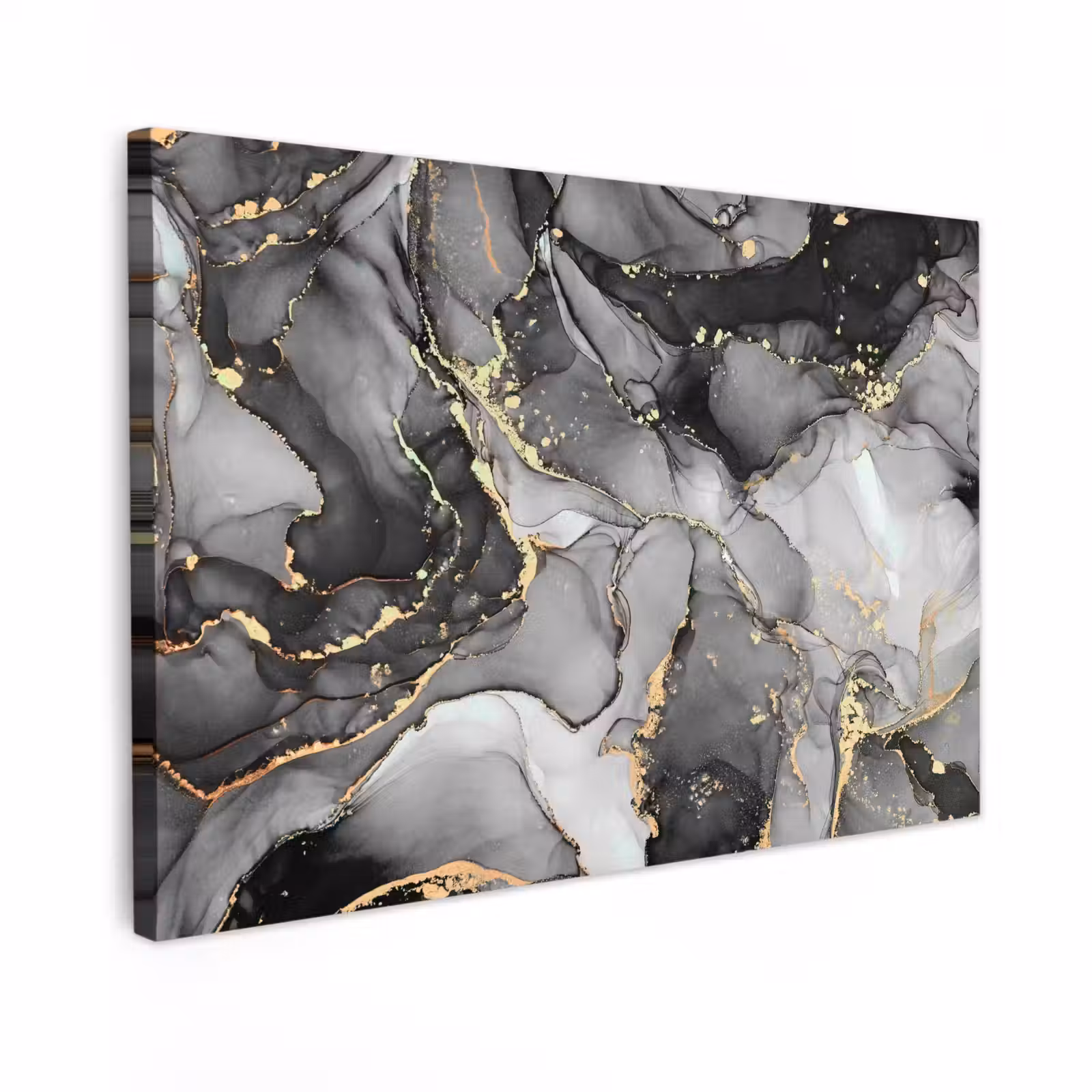 Canvas schilderij - Grijs - Luxe - Goud - Marmer — 1