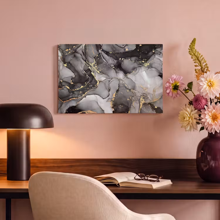 Canvas schilderij - Grijs - Luxe - Goud - Marmer — 4