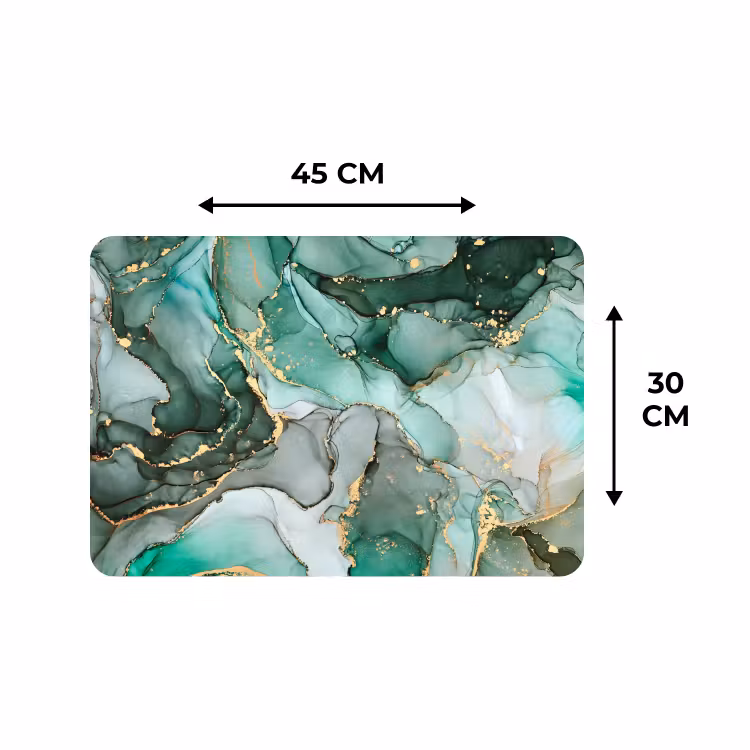 Placemat - 6 stuks - Goud - Marmer - Groen - Luxe - Marmerlook - Grijs — 3