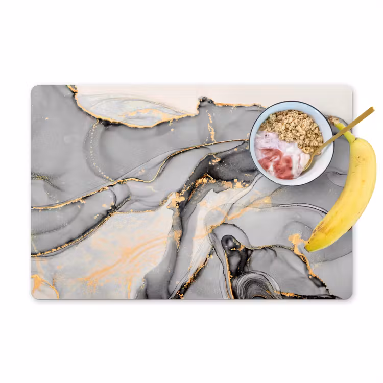 Placemat - 6 stuks - Marmer - Goud - Grijs — 1