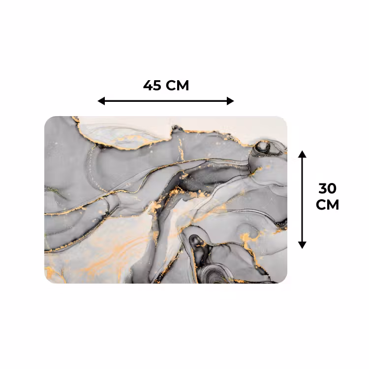 Placemat - 6 stuks - Marmer - Goud - Grijs — 3