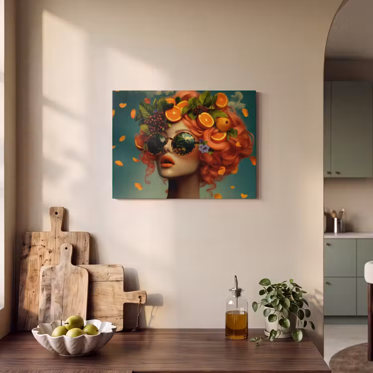 Akoestisch schilderij - Vrouw - Sinaasappel - Bessen - Oranje — 3