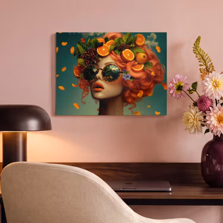 Akoestisch schilderij - Vrouw - Sinaasappel - Bessen - Oranje — 4