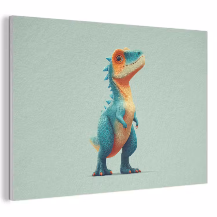 Akoestisch schilderij - Cartoon - Dino - Oranje - Stekels — 1
