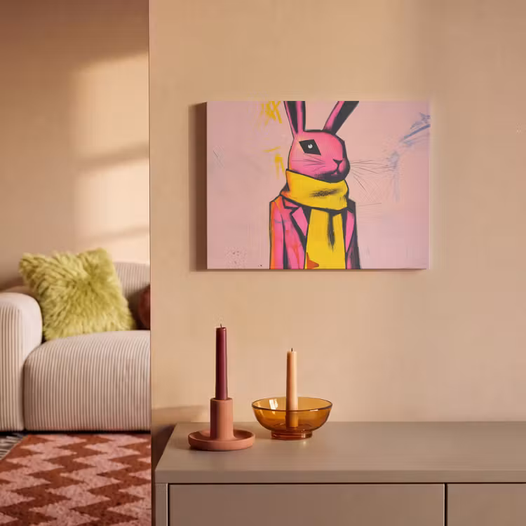 Akoestisch schilderij - Abstract - Konijn - Sjaal - Geel — 2