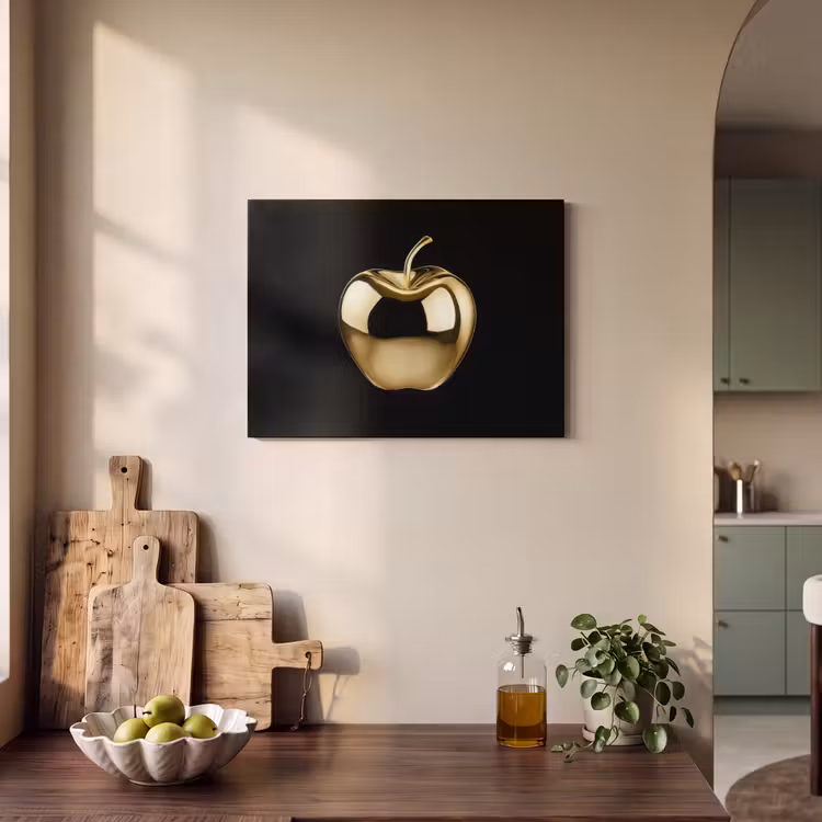 Akoestisch schilderij - Appel - Goud - Chrome - Zwart — 3
