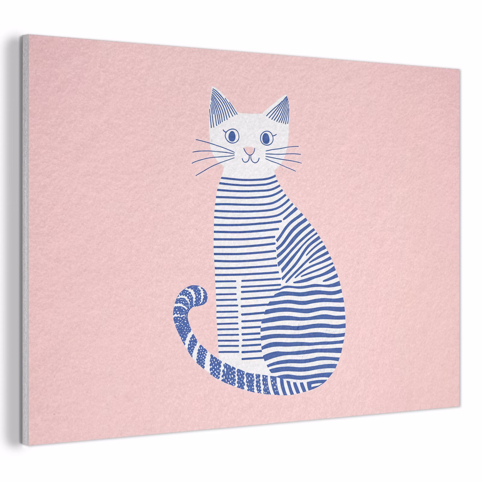 Akoestisch schilderij - Kat - Illustratie - Minimalistisch - Roze — 1