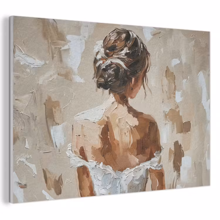 Akoestisch schilderij - Vrouw - Verf - Abstract - Beige - Modern — 1