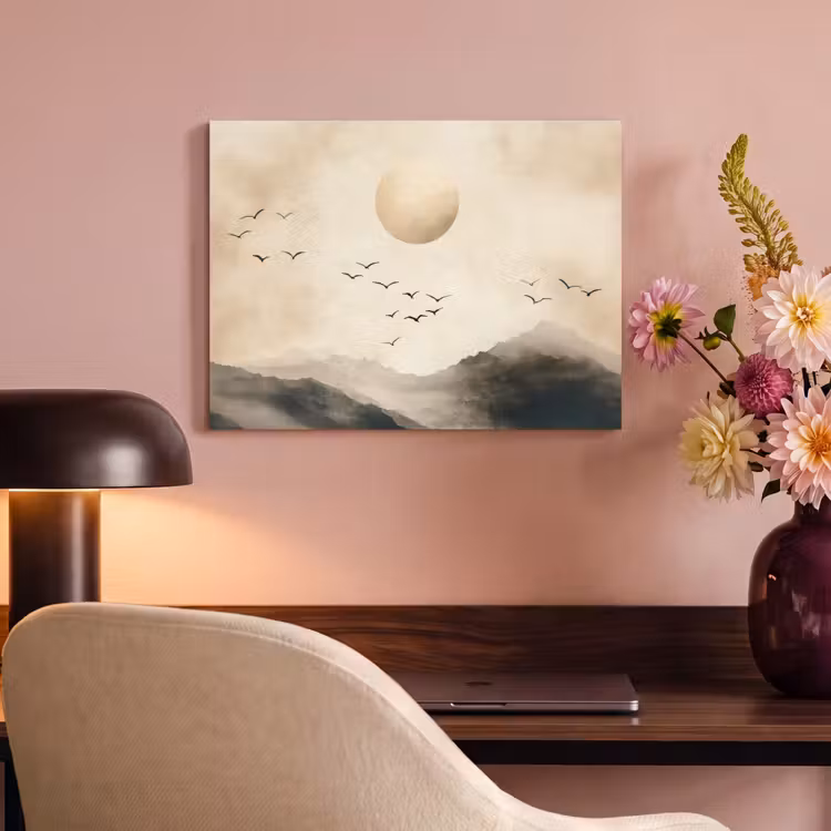 Akoestisch schilderij - Landschap - Japandi - vogel — 4