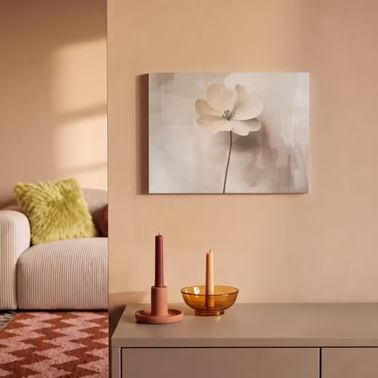 Akoestisch schilderij - Bloem - Beige - Verf - Schaduw — 2