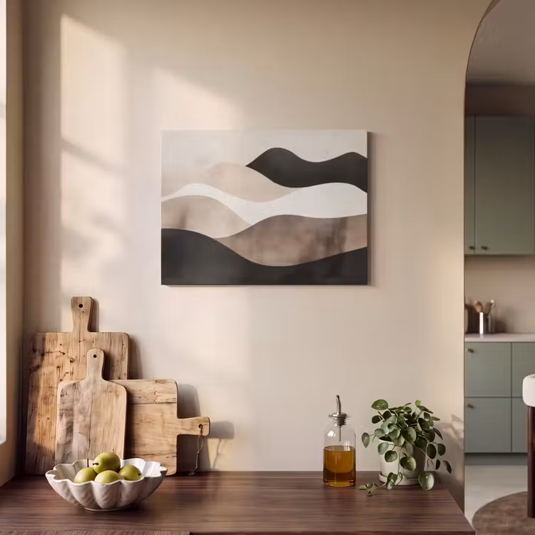 Akoestisch schilderij - Abstract - Landschap - Golven - Crèmekleur — 3