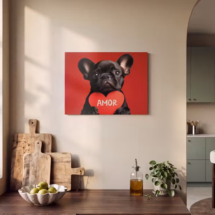 Akoestisch schilderij - Amor - Hond - Hartje - Rood — 3