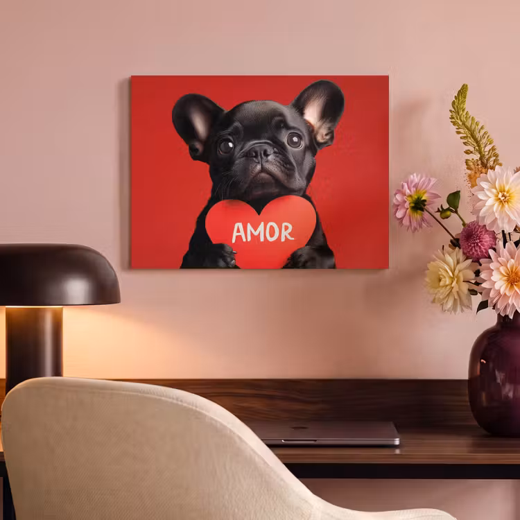Akoestisch schilderij - Amor - Hond - Hartje - Rood — 4