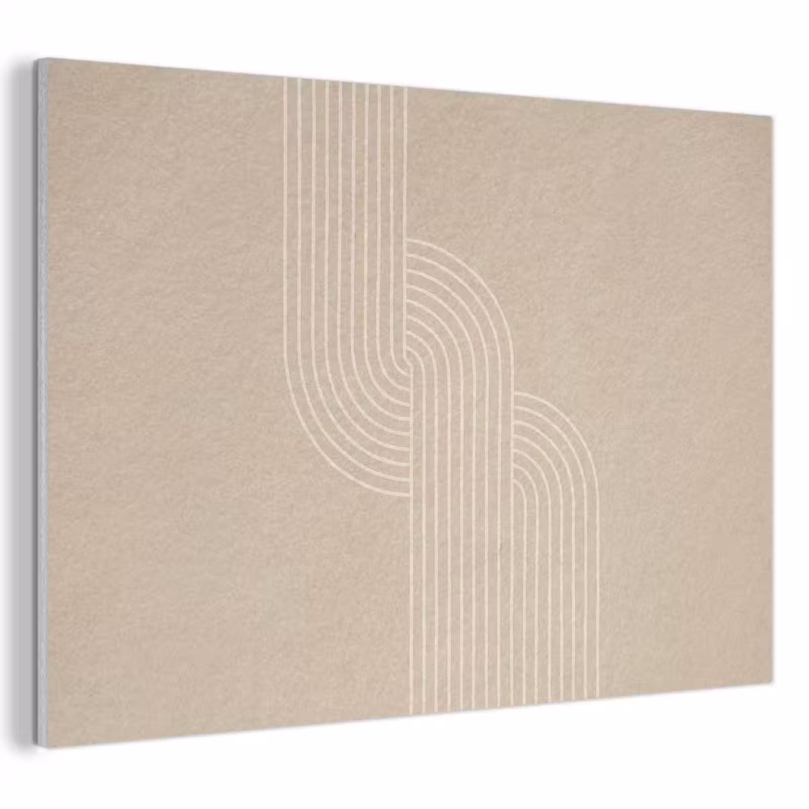 Akoestisch schilderij - Parallelle lijnen - Lichte textuur - Beige — 1