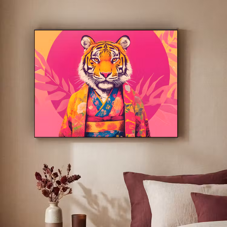 Art frame - Tijger - Kimono - Planten - Roze — 3