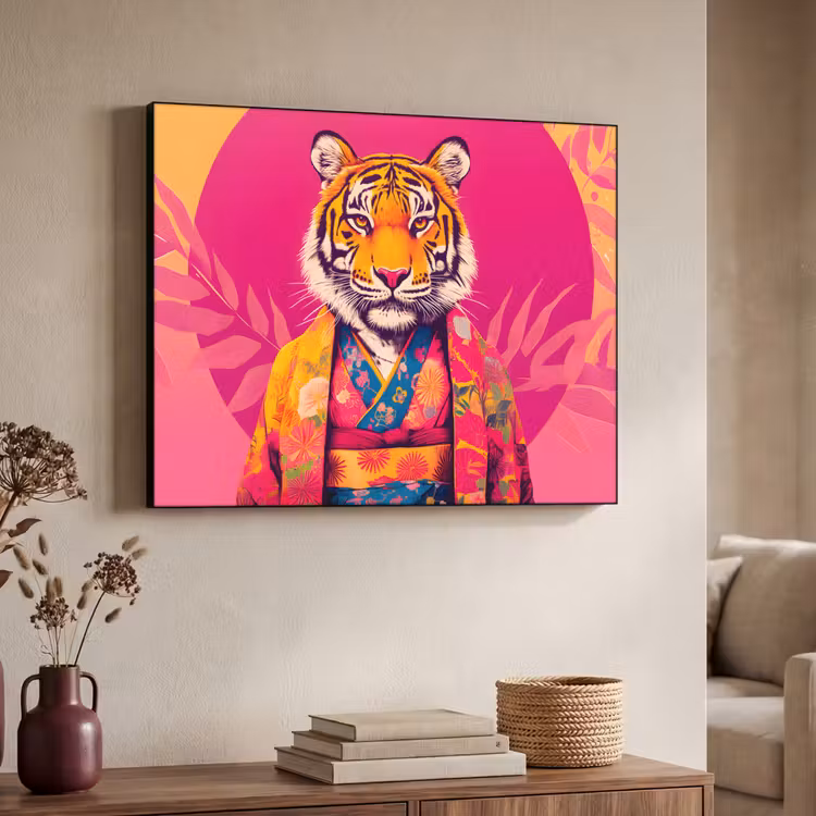 Art frame - Tijger - Kimono - Planten - Roze — 7