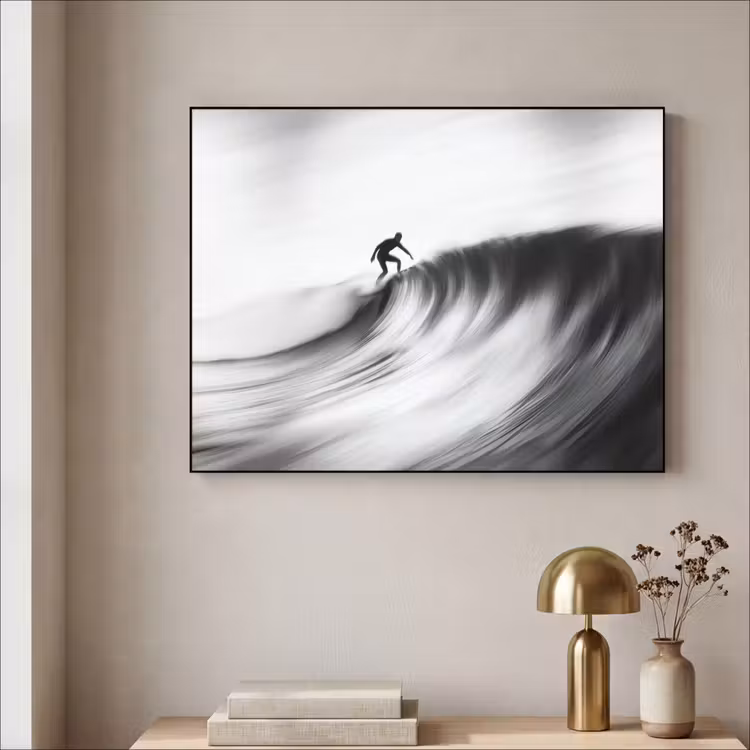 Art frame - Surfer - Golf - Vervaagd - Zwart — 5