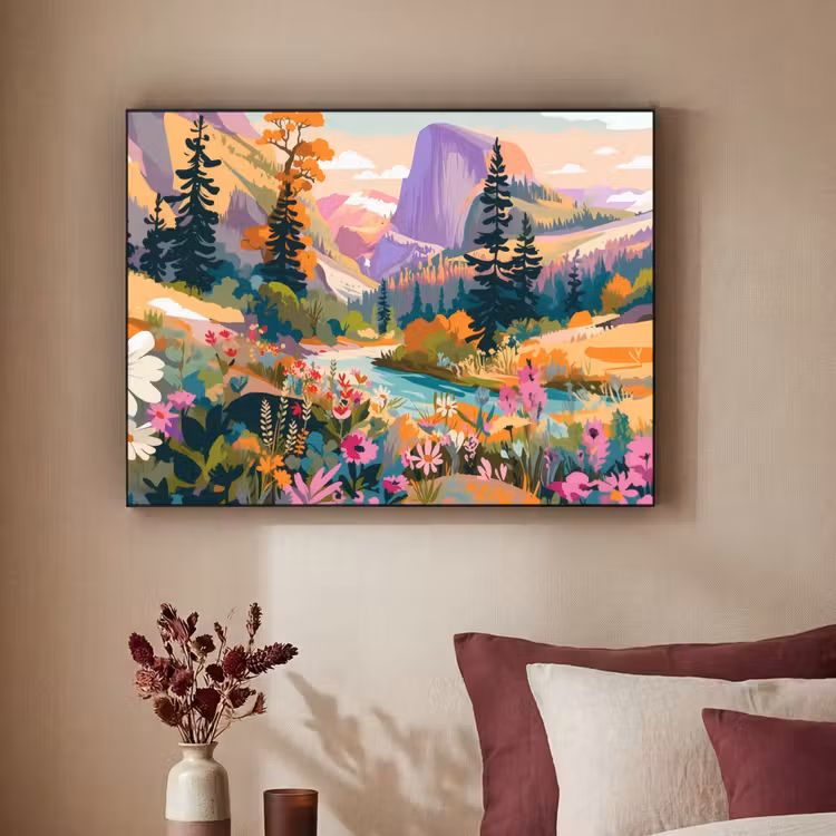 Art frame - Rivier - Vallei vol bloemen - Levendig — 3