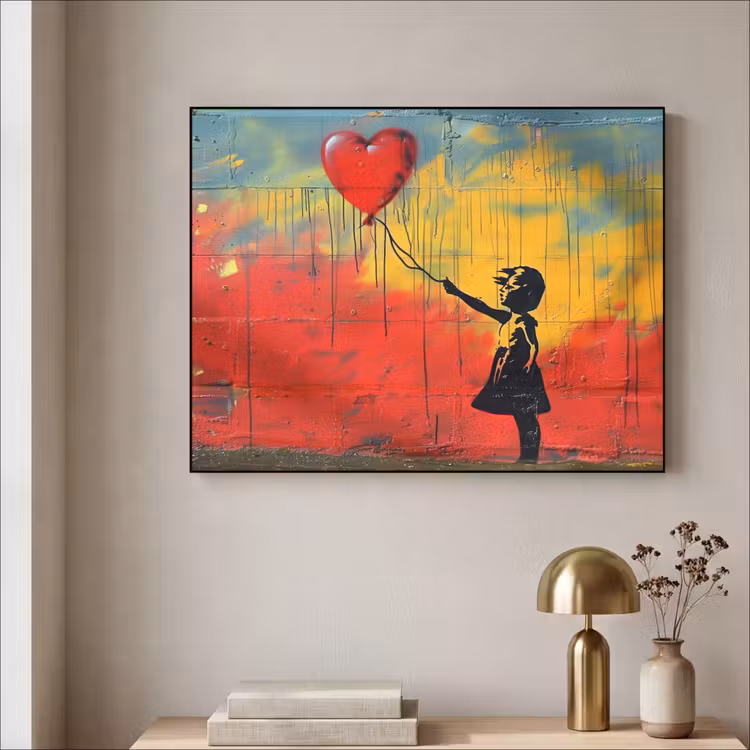 Art frame - Banksy Style - Kleurrijk - Graffiti - Meisje - Street art — 5