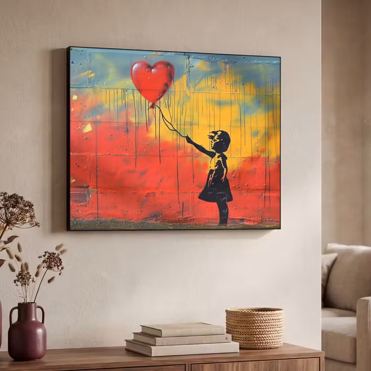 Art frame - Banksy Style - Kleurrijk - Graffiti - Meisje - Street art — 7