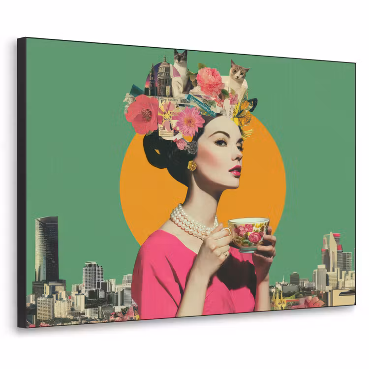 Art frame - Retro - Vrouw - Stad - Zon — 1