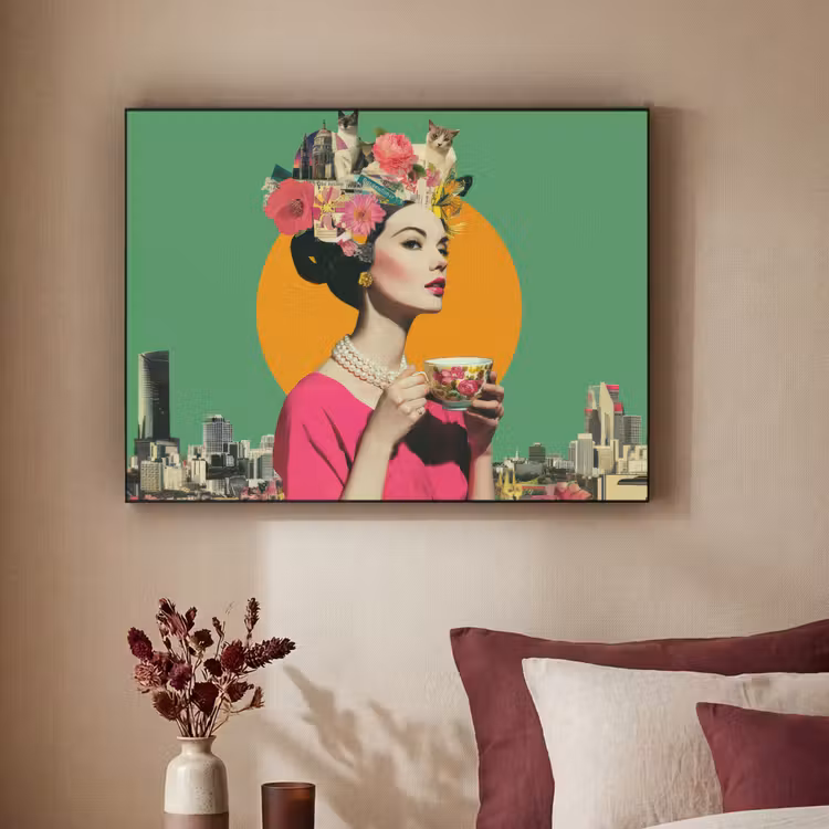 Art frame - Retro - Vrouw - Stad - Zon — 3