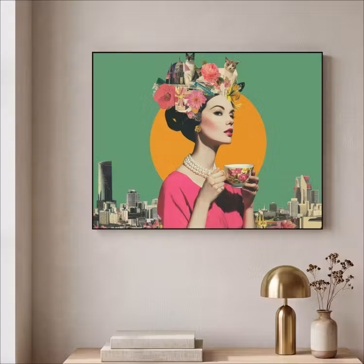 Art frame - Retro - Vrouw - Stad - Zon — 5