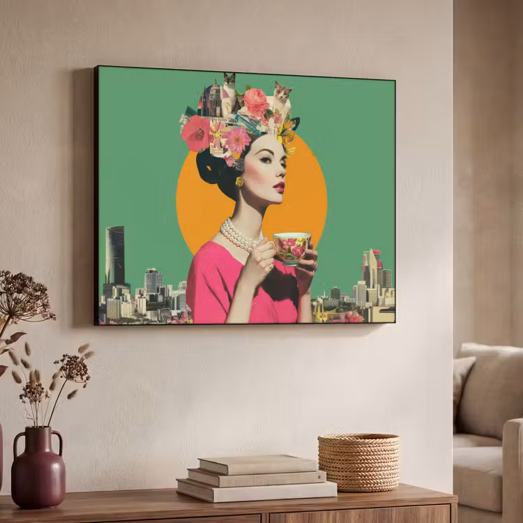 Art frame - Retro - Vrouw - Stad - Zon — 7