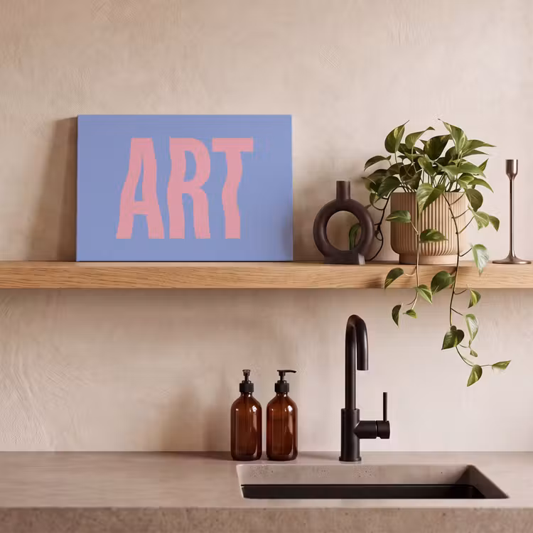 Canvas schilderij - Art - Roze - Blauw — 3