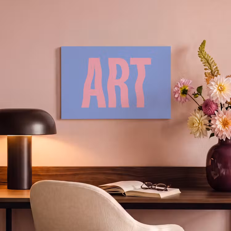 Canvas schilderij - Art - Roze - Blauw — 4