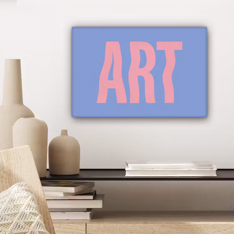 Canvas schilderij - Art - Roze - Blauw — 5