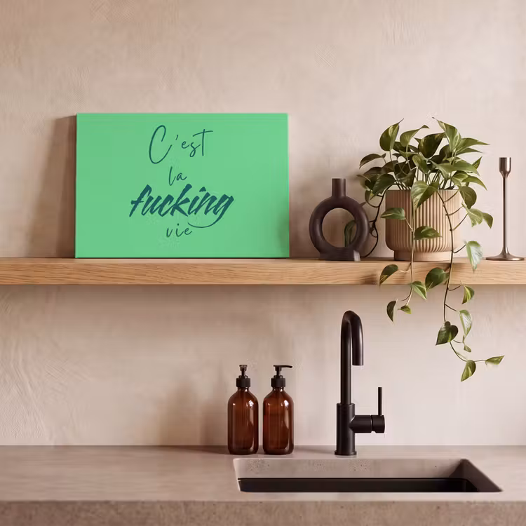 Canvas schilderij - c'est la fucking vie - Groen - Penseelstijl — 3