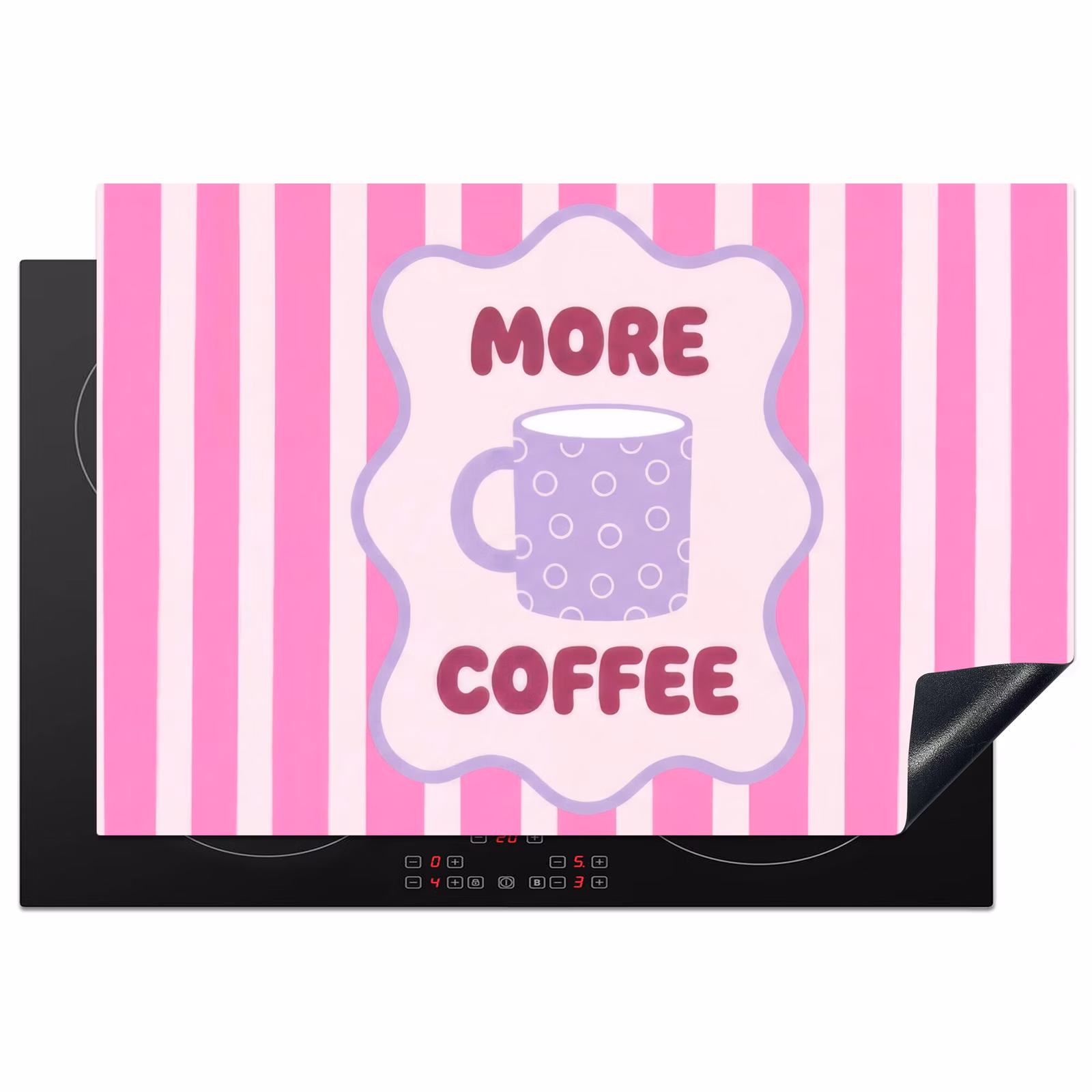Inductiebeschermer - More coffee - Roze - Paars - Strepen - Mok — 1