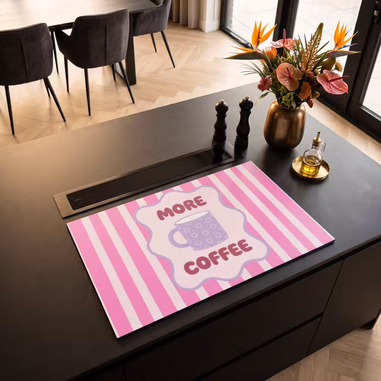 Inductiebeschermer - More coffee - Roze - Paars - Strepen - Mok — 2
