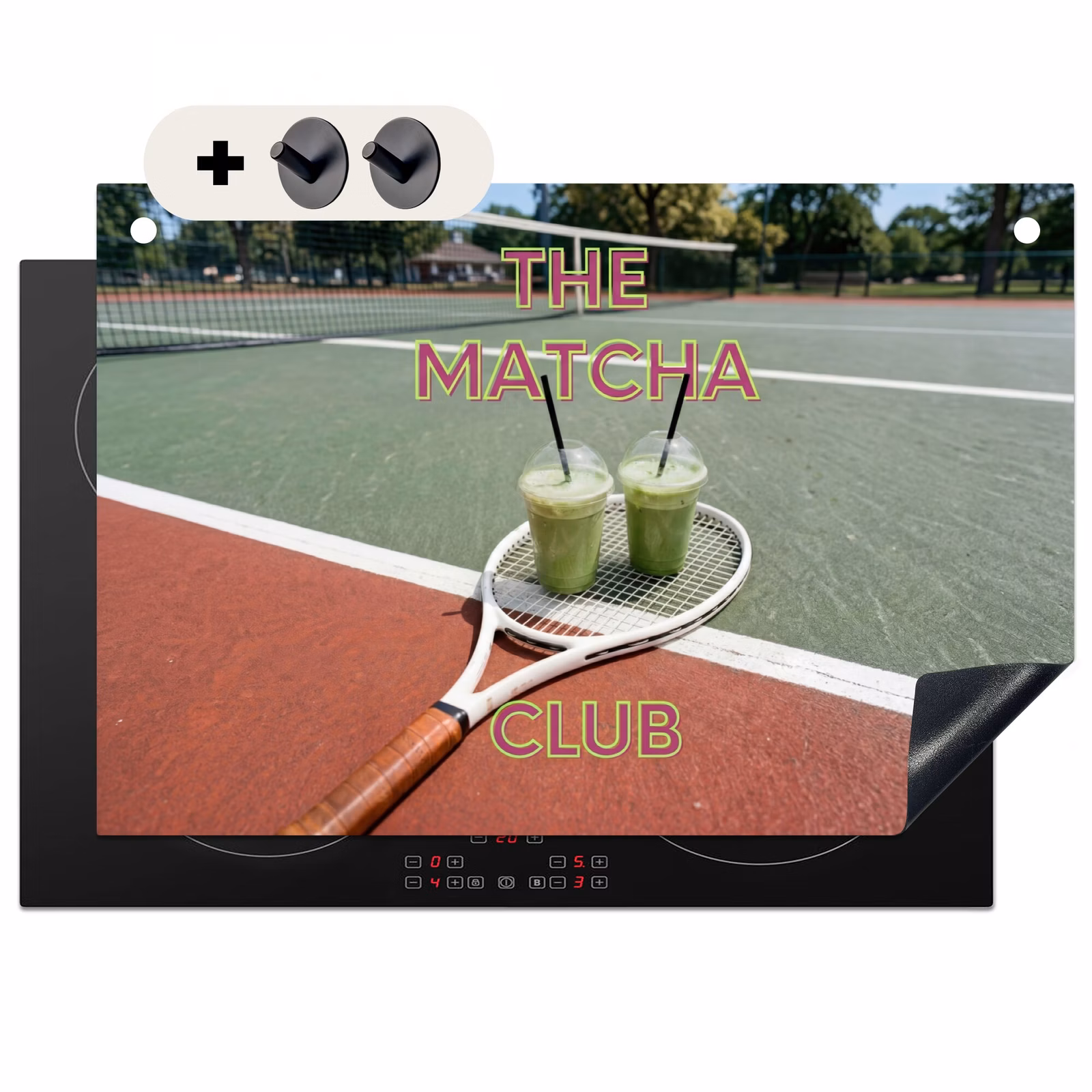 Inductiebeschermer & spatscherm (2in1) - Matcha Club - Tennis - Matcha — 1