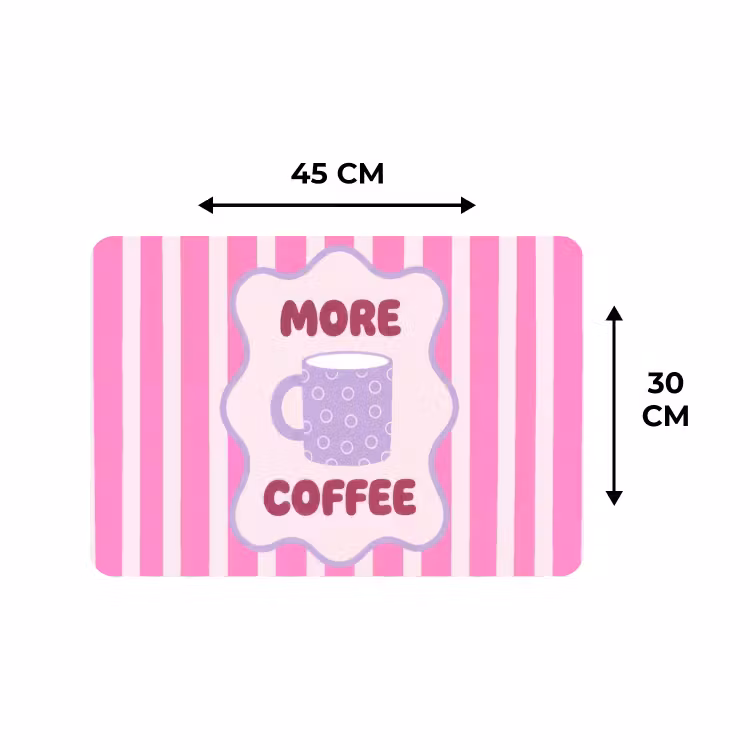 Placemat - 6 stuks - More coffee - Roze - Paars - Strepen - Mok — 3